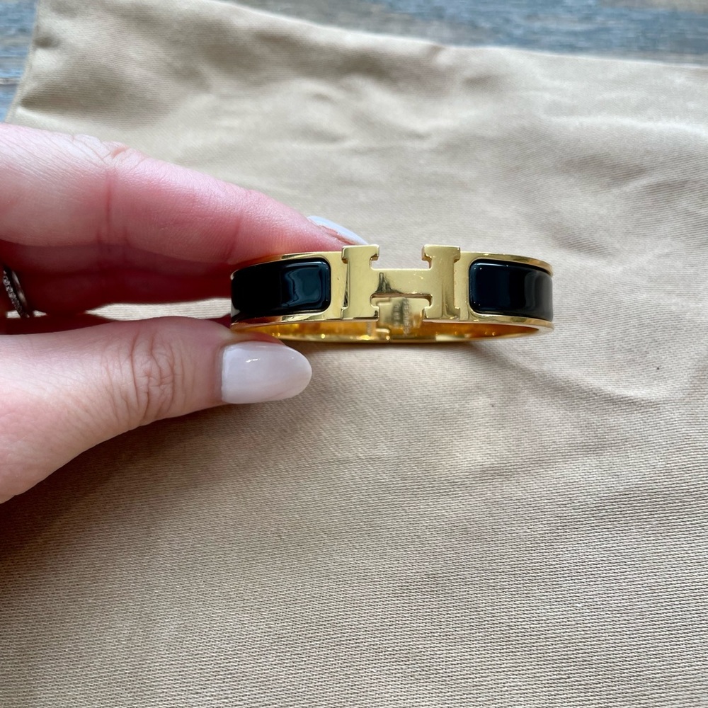 Hermes bracelet black and gold
